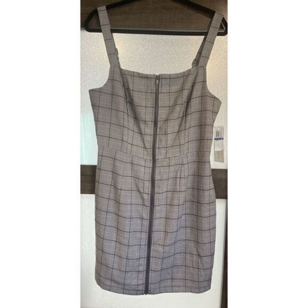 Kingston Black Plaid Womens Plaid Front Zip Sheath Dress XL Juniors L‎ Women's